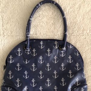 Navy & White Anchor Shoulder Purse